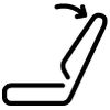 An icon showing adjustable tilt feature on an office chair